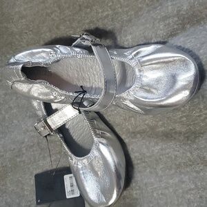 Silver Mettalic Ballerina Shoes